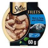 M&S Sheba Fillets Chicken and MSC Tuna in Gravy Wet Cat Food Tray 85g- Buy online at McGrocer