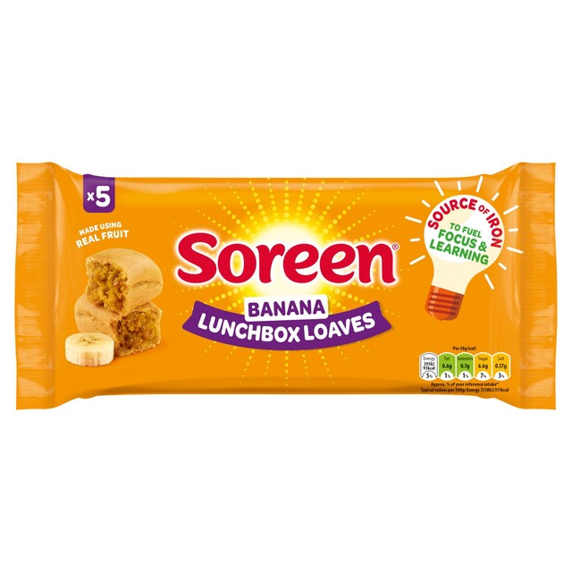 Soreen banana lunchbox loaves pack of 5 30g each (British brand)