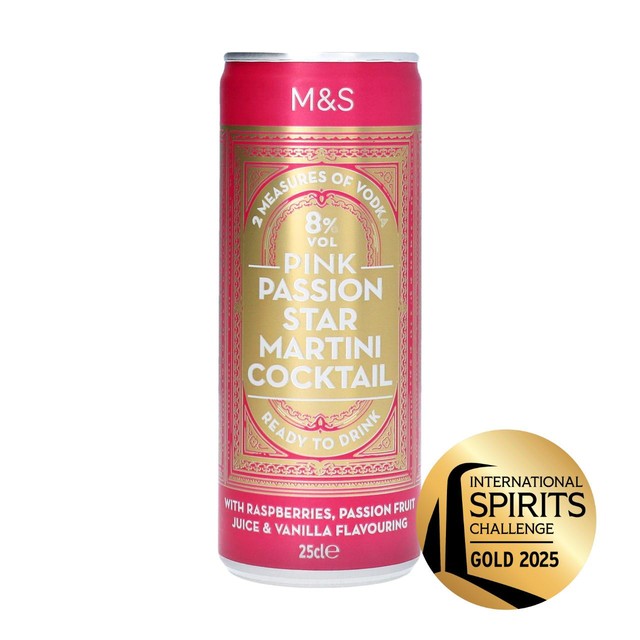 M&S Pink Passion cocktail 25cl, imported from the UK
