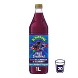 Robinsons blackberry and blueberry squash 1L, imported from the UK