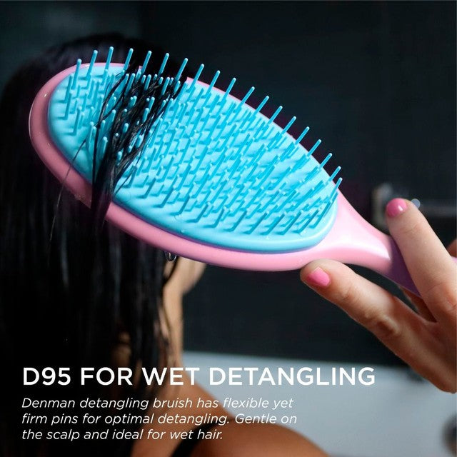 Denman wet detangler hair brush Pink Crush, imported from the UK