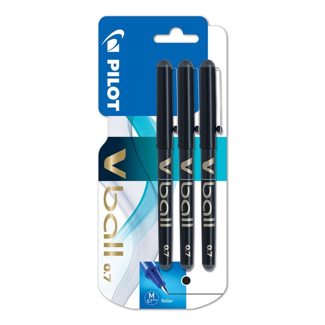 Pilot VBall 07 pen black medium 3 pack, imported from the UK