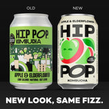 Hip Pop apple and elderflower kombucha drink 4 x 330ml, UK version