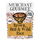 M&S Merchant Gourmet Wholegrain Brown, Red and Wild Microwave Rice 250g- Buy online at McGrocer