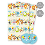 M&S Animal Party Gift Wrap Pack with Two 500x700mm Sheets and Matching Tags- Buy online at McGrocer