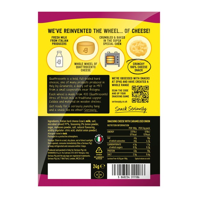 Serious Pig caramelised onion snacking cheese 24g (British brand)