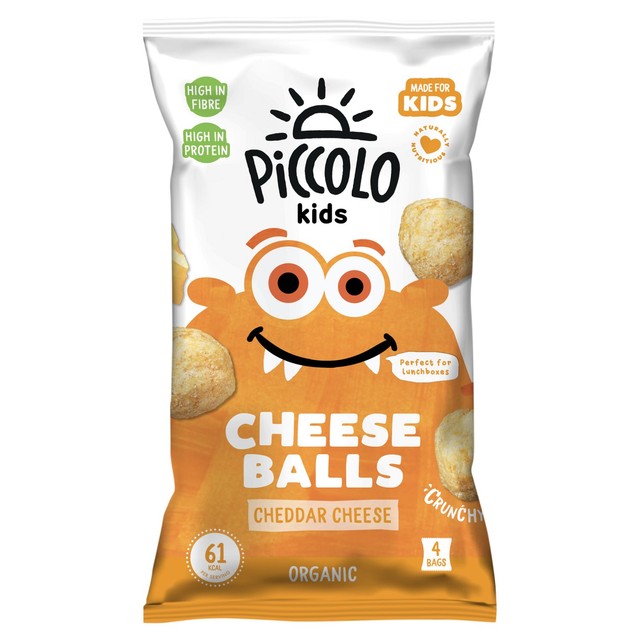 Piccolo organic cheese multigrain balls 4 x 15g, imported from the UK