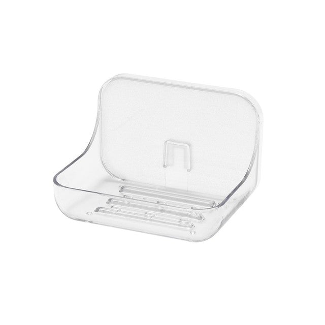 Addis Invisifix clear soap dish tray with wall mount storage - British product