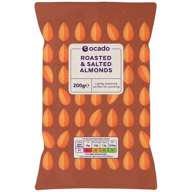 Ocado roasted and salted almonds 200g, imported from the UK