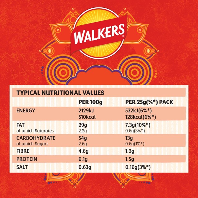 Walkers Masala Chicken Flavour crisps 150g (British brand)