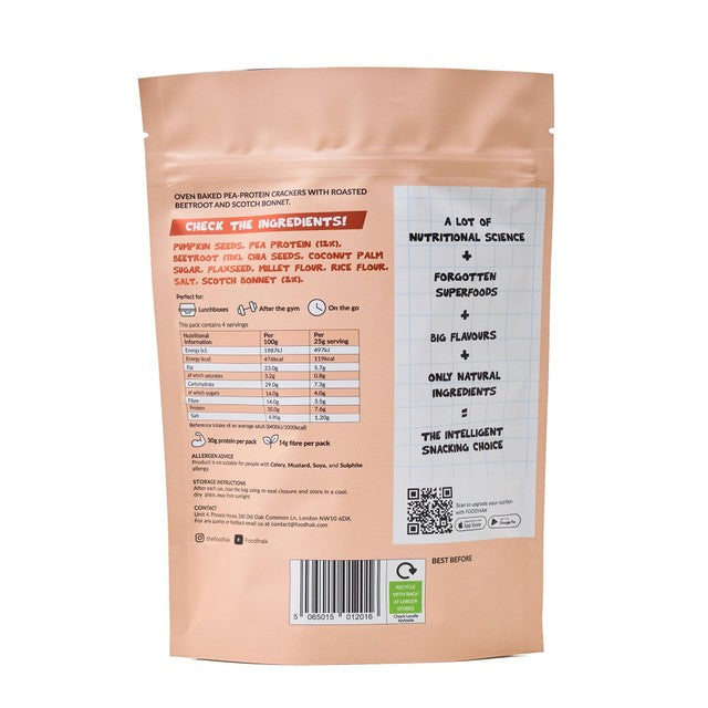Foodhak Protein Crackers Sweet Chilli Beetroot 100g - British product