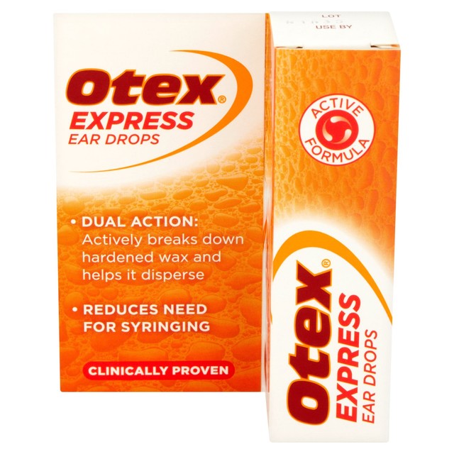 Otex Express eardrops 10ml, imported from the UK