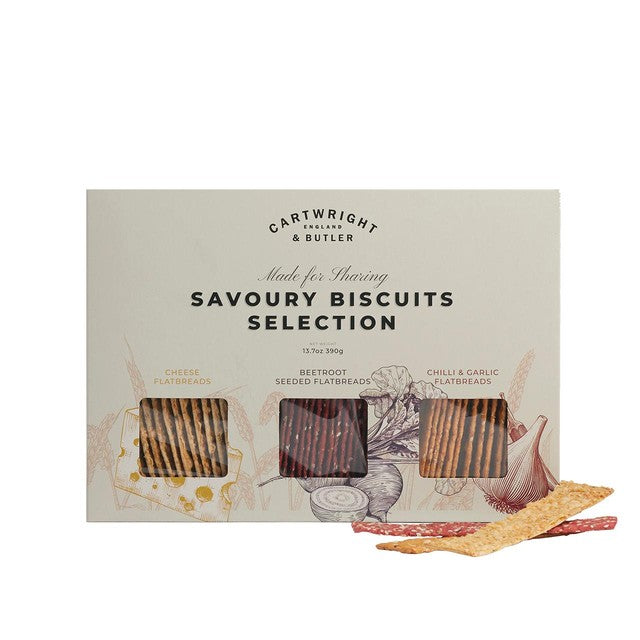 Cartwright & Butler savoury biscuit selection three flatbread varieties, UK version