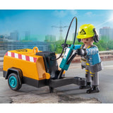 Playmobil construction worker with pneumatic drill toy, imported from the UK