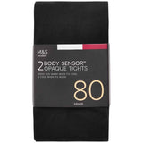 M&S Women's 80 Denier Body Sensor Opaque Tights, Black, Size S
