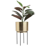 M&S M&S Medium Textured Gold Planter with Stand Indoor Planter- Buy online at McGrocer