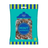 M&S mint humbugs with chewy toffee centre 225g bag, imported from the UK