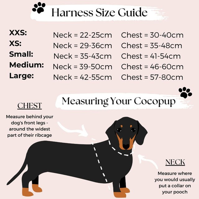 Cocopup London Pupberry Fields adjustable dog harness medium - British product