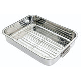 M&S KitchenCraft Stainless Steel Roasting Tin with Rack 37 x 28 x 6.5 cm- Buy online at McGrocer