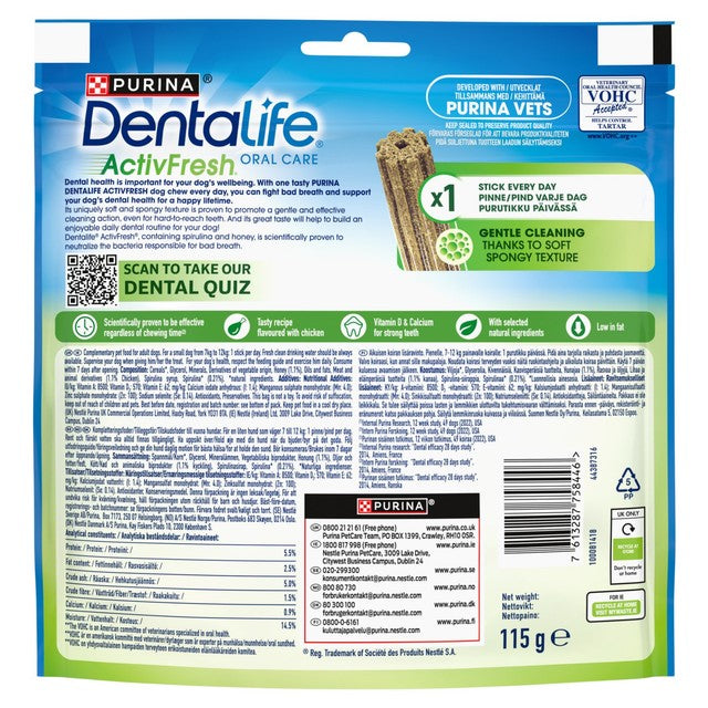 Dentalife ActivFresh Small Dental Chicken dog dental chews - British product