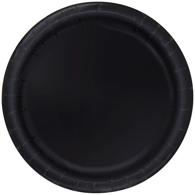 Unique Party Midnight Black paper party plates 23cm, imported from the UK