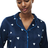 M&S Fleece Pyjama Set Navy Herz-Print XXL - Britisches Produkt