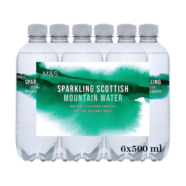 M&S Scottish Mountain sparkling water 6 x 500ml, imported from the UK