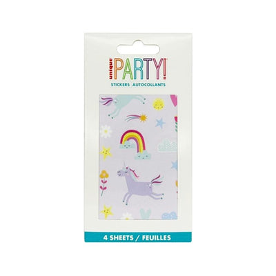 Einzigartige Party-Einhorn-Aufkleberbögen für Partys, 4 Stück pro Packung