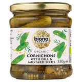 Biona Organic Cornichons with dill and mustard seeds 330g - British product