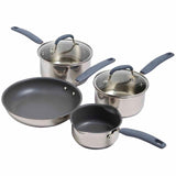 M&S M&S 4 Pack Stainless Steel Pan Set Silver Saucepan Set One Size- Buy online at McGrocer