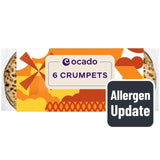 Ocado crumpets 6 per pack, imported from the UK