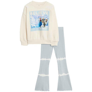 M&S Frozen Sweat and Kickflare Outfit Ecru Kids' Outfit 5-6 Years