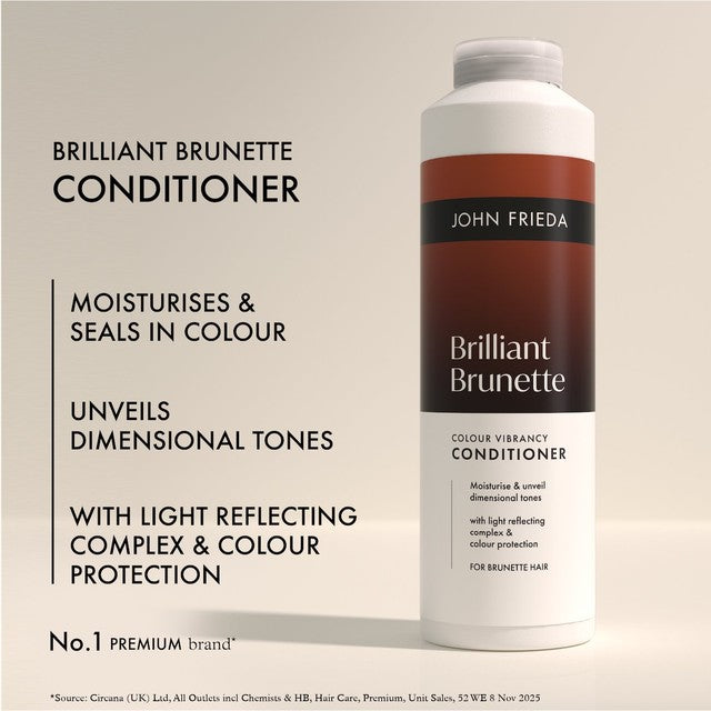 John Frieda Brilliant Brunette Colour Vibrancy Conditioner bottle, UK version