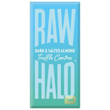 M&S Raw Halo Dark & Salted Almond Truffle Centres Vegan Chocolate Bar 90g- Buy online at McGrocer