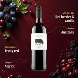 Virgin Wines The Black Pig Merlot red wine 75cl (British brand)