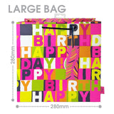 Deva Designs neon pink birthday gift bag medium, imported from the UK