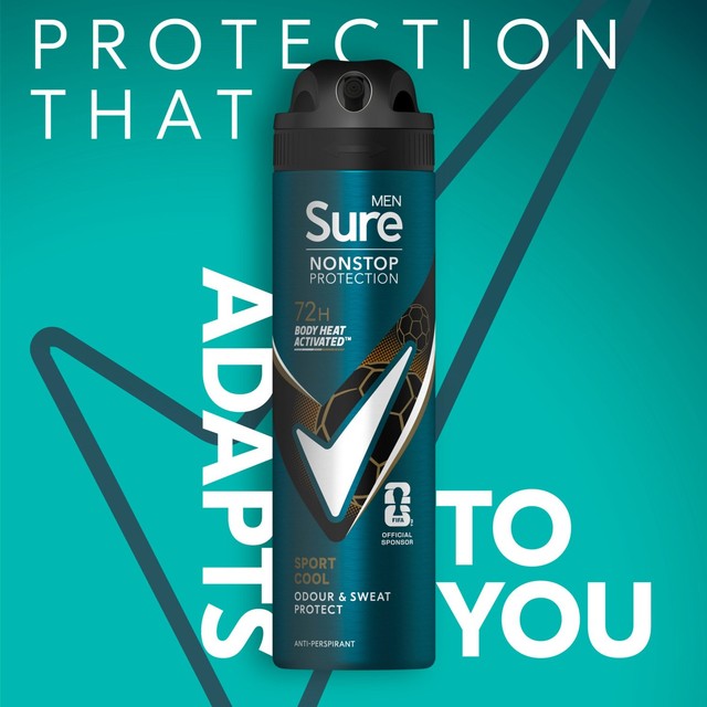 Sure men's anti-perspirant deodorant spray Sport Cool 150ml (British brand)