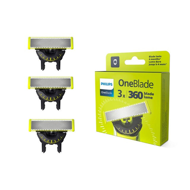 Philips OneBlade 360 face replacement blades 3 pack, imported from the UK