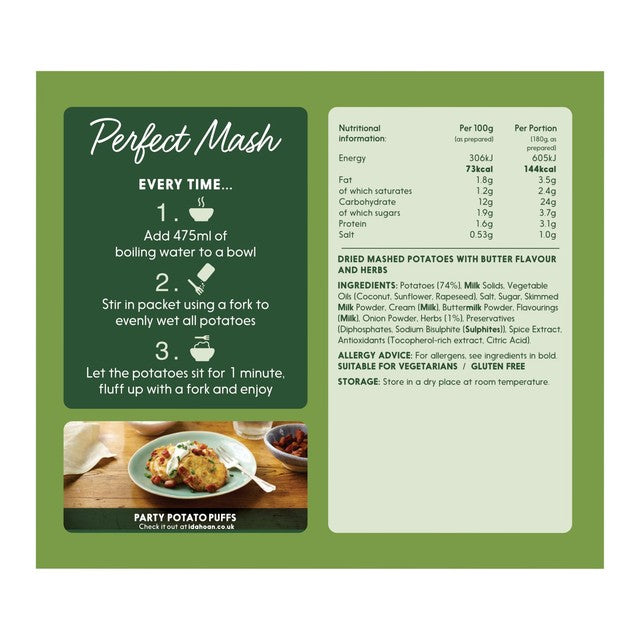 Idahoan Butter & Herb Instant Mashed Potatoes 109g, UK version