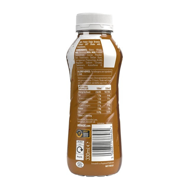 Grenade Fudge Brownie protein shake 330ml, UK version