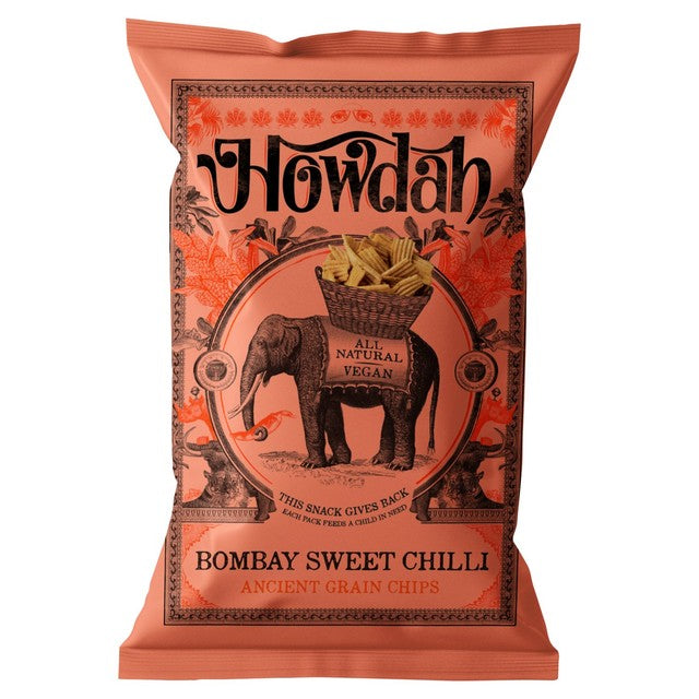 Howdah Bombay Sweet Chilli crispy snack bag, UK version