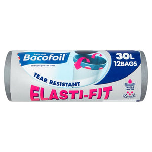 Bacofoil Elasti-Fit Bin Bags Kitchen Bin Liners 30L