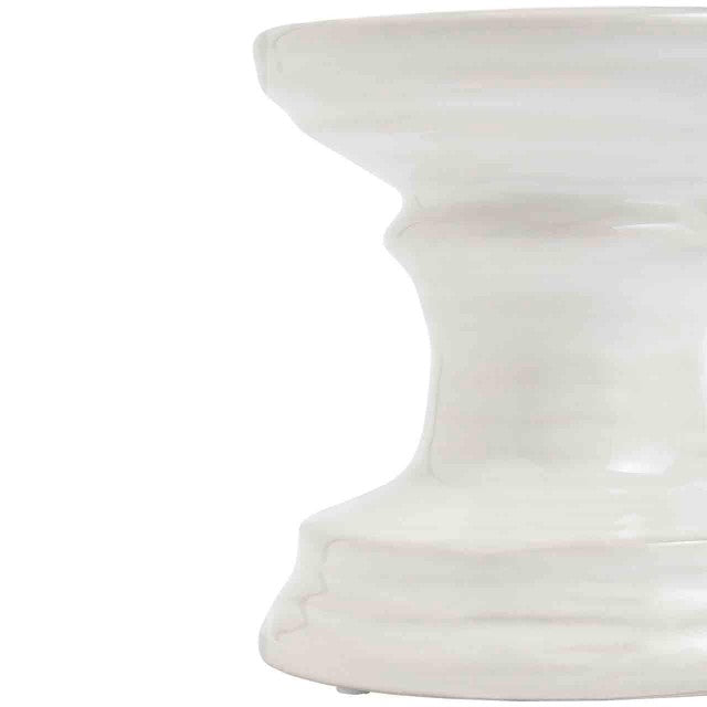 M&S white ceramic pillar candle holder 11cm (British brand)