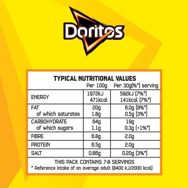 Doritos original salted tortilla chips 230g - British product