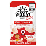 Piccolo Kids Squeezy Yoghurt Strawberry & Banana 4 x 90g, imported from the UK