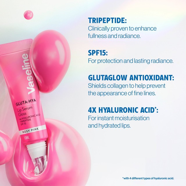 Vaseline Gluta-Hya Lip Serum Gloss Rosy Pink, imported from the UK