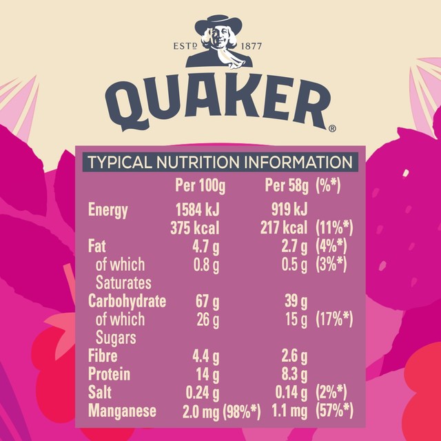 Quaker Porridge Pot Summer Berries 58g, imported from the UK