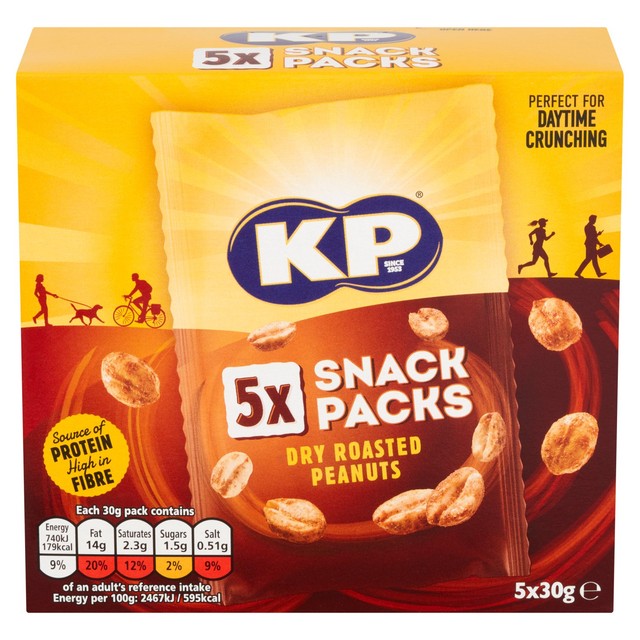 KP Dry Roasted Peanuts Multipack 5 x 30g, UK version