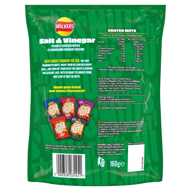 That's Nuts coated peanuts salt and vinegar 160g (British brand)