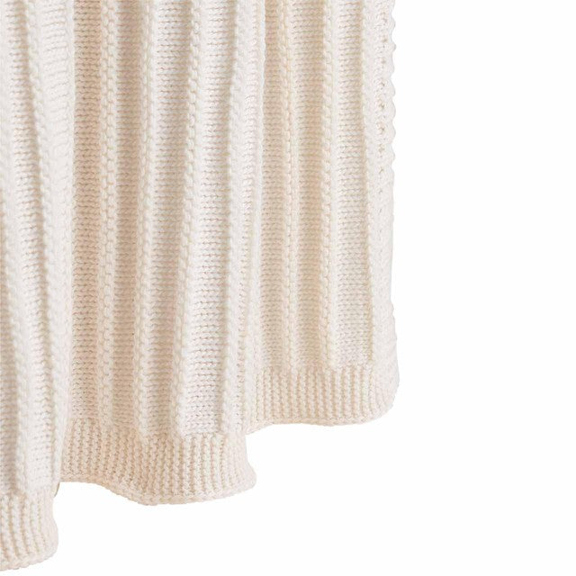 M&S ribbed knitted throw ecru rectangle - British product